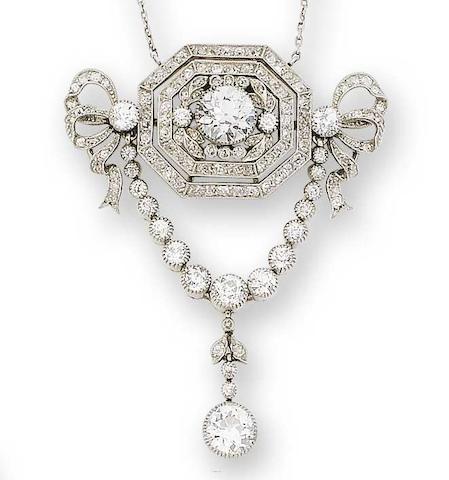 Bonhams : A belle époque diamond pendant/necklace, by Rozet & Fischmeister,