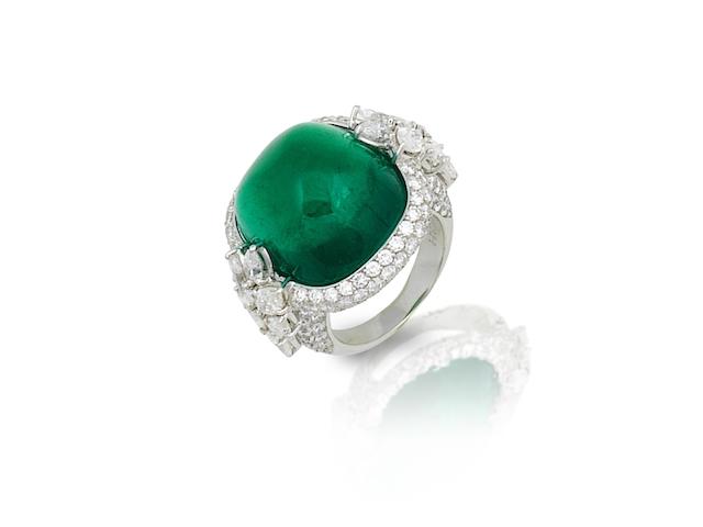 A fine emerald and diamond ring, by Hatik