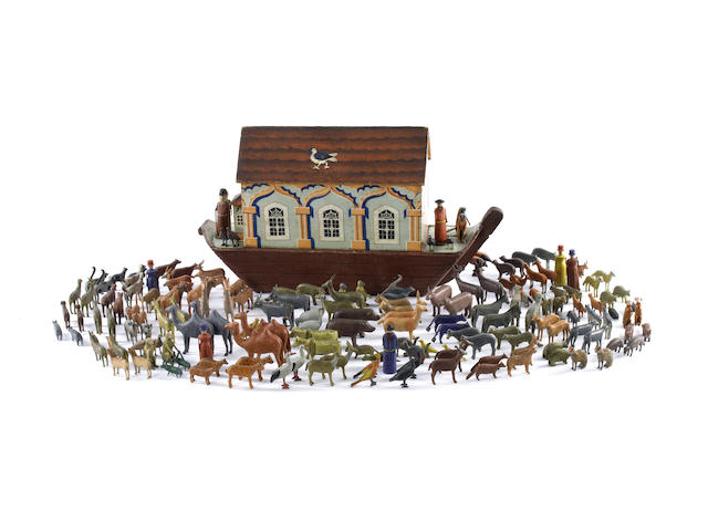 An extremely fine wooden Noah's Ark and animals, German 1870s-80s