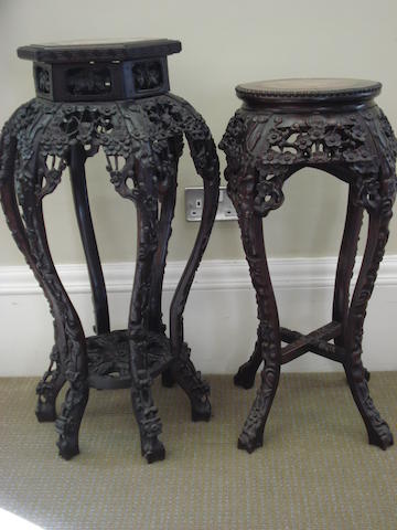 Two Chinese hardwood plant stands
