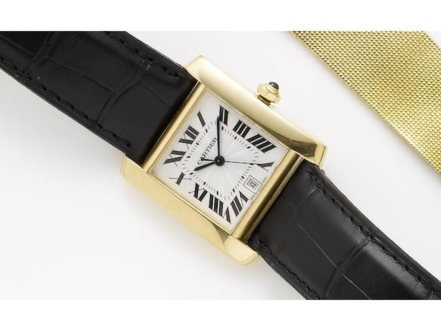 Cartier. An 18ct gold automatic wristwatchTank, Sold 22nd June 2004