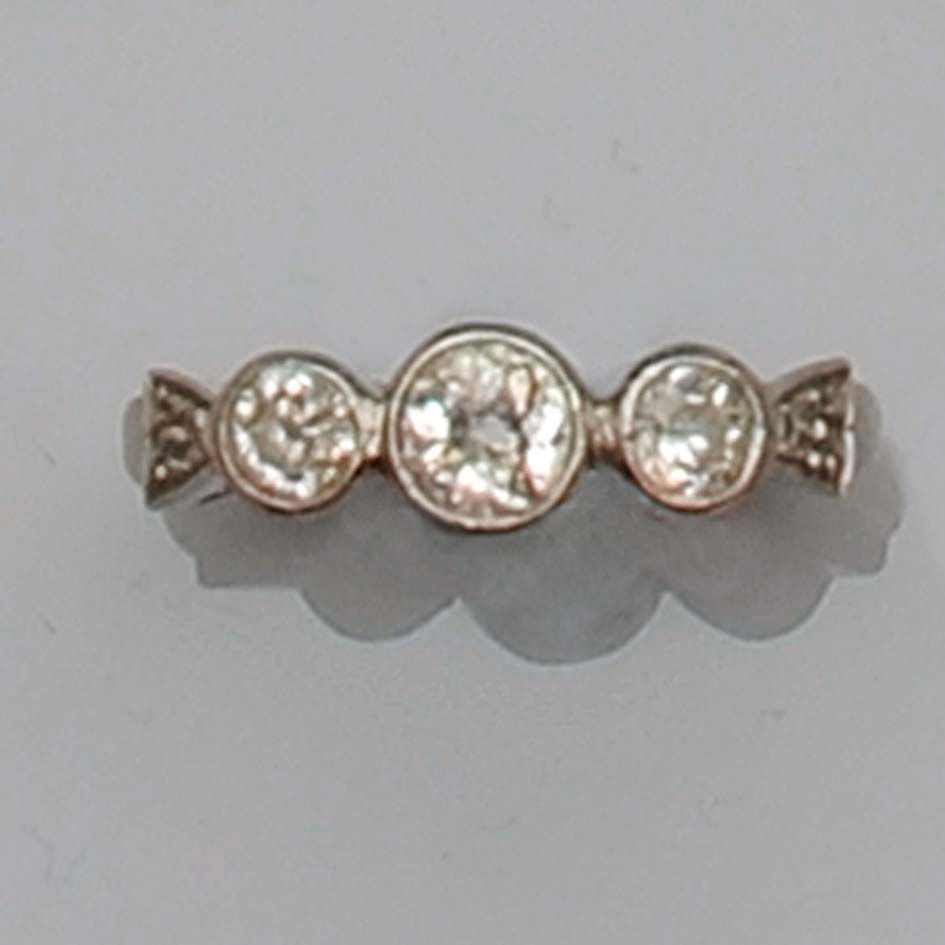 A three stone diamond ring,