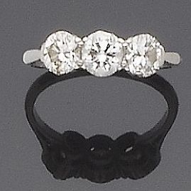 A diamond three-stone ring