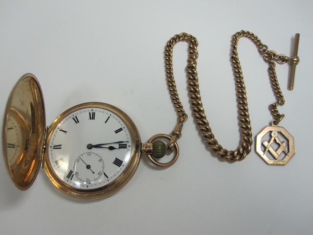 A gentleman's 9ct gold hunter pocket watch, Chester 1909
