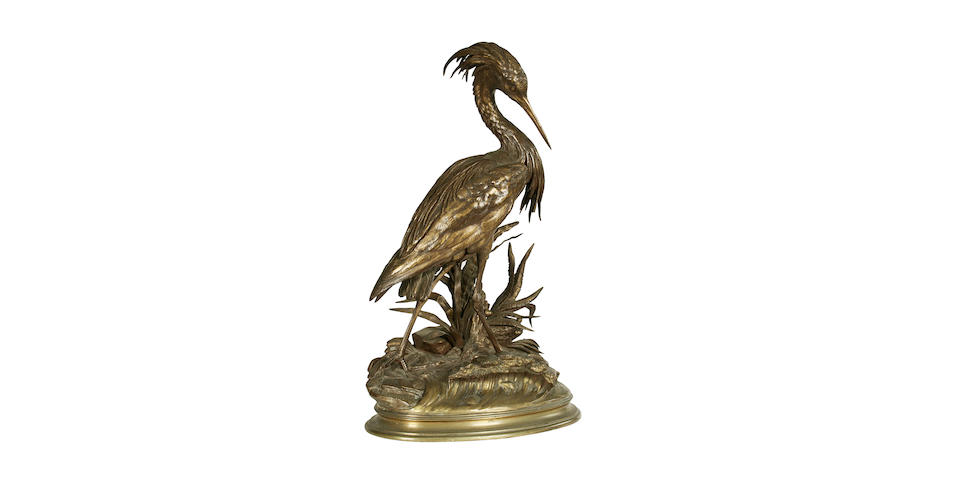 Jules Moigniez (French, 1835-1894): A large bronze model of a heron