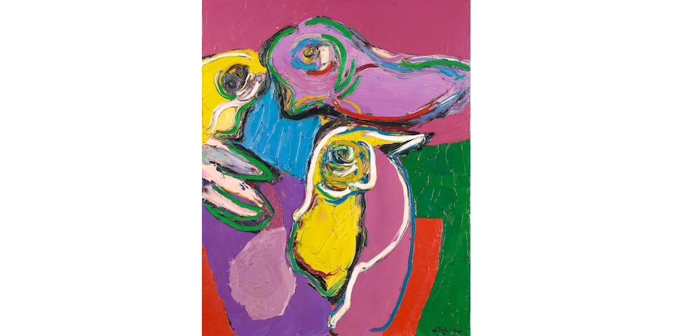 Karel Appel (Dutch, 1921-2006) 'Birds Waiting as Still Life', 1971