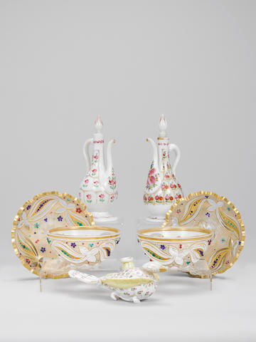 A group of seven pieces of glassware Beykoz, Turkey, 19th Century(8)