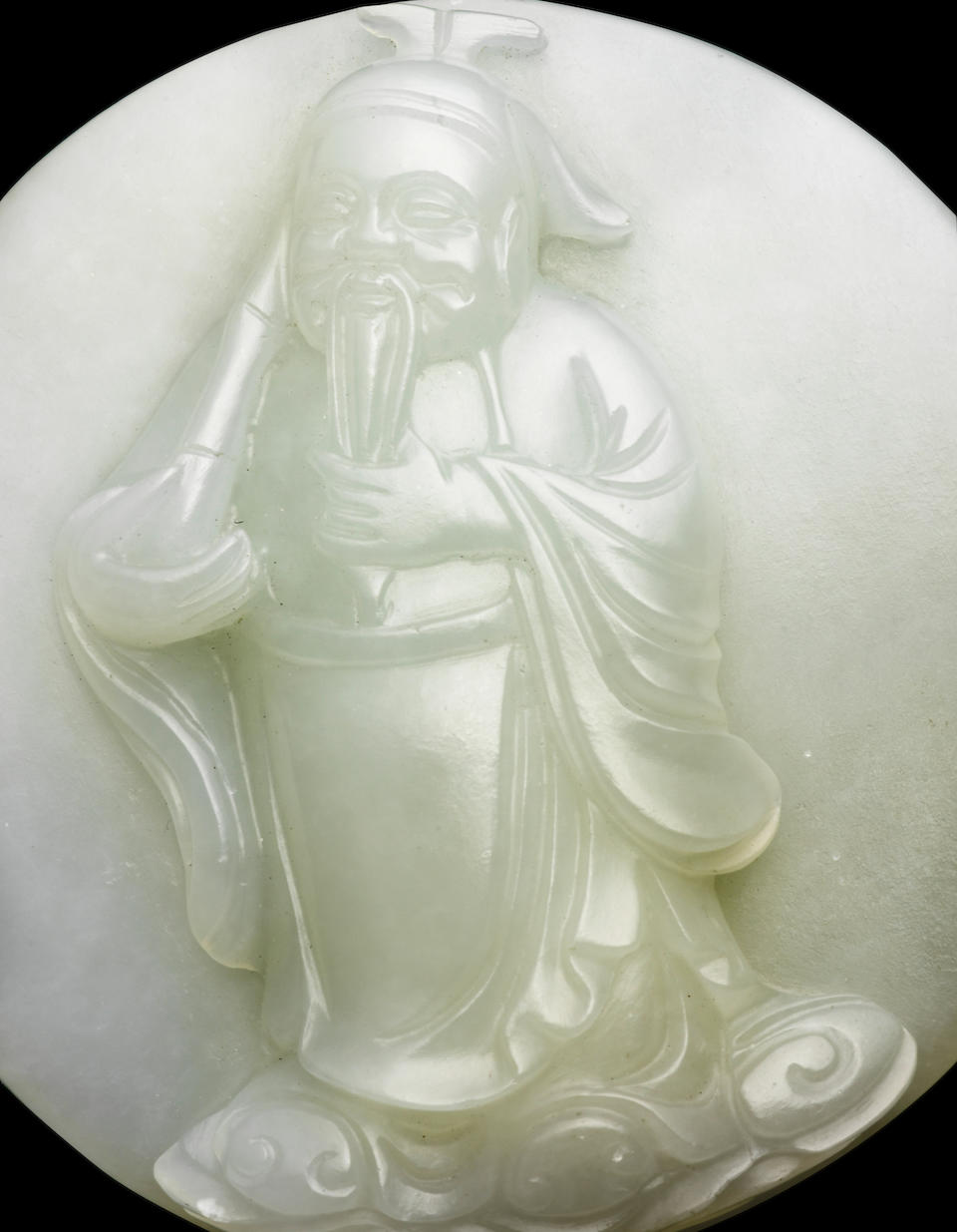 A fine set of white Jade 'Eight Immortals' plaques Qing dynasty