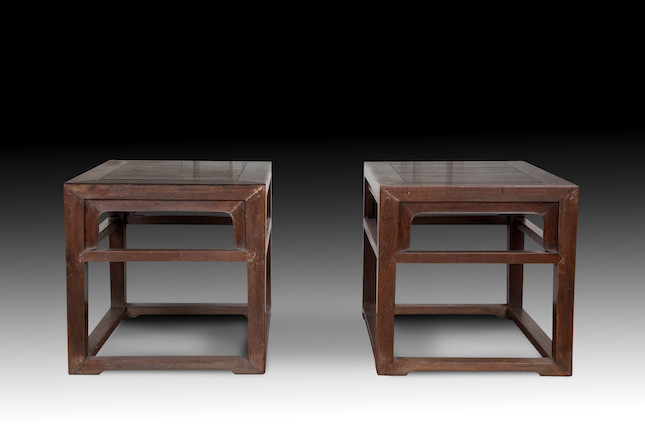 A pair of rare tielimu stools early Qing dynasty image 1