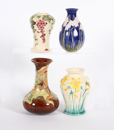 Bonhams : Four Lise B Moorcroft vases Dated 1992 and 1993.