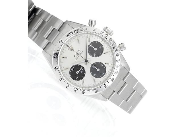 Rolex. A fine stainless steel manual wind chronograph bracelet watchDaytona Cosmograph, Ref:6239, Case No.1428654, circa 1966