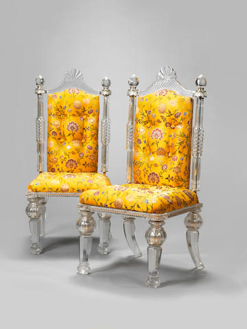 A pair of impressive cut-glass Chairs European export for the Indian market, first half of 20th Century(2)
