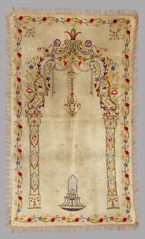 An Ottoman silk-embroidered wool Prayer Panel Turkey, circa 1900