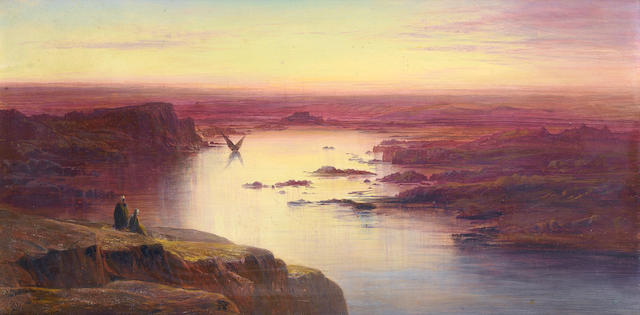 Edward Lear (British, 1812-1888) Sunset on the Nile, above Aswan