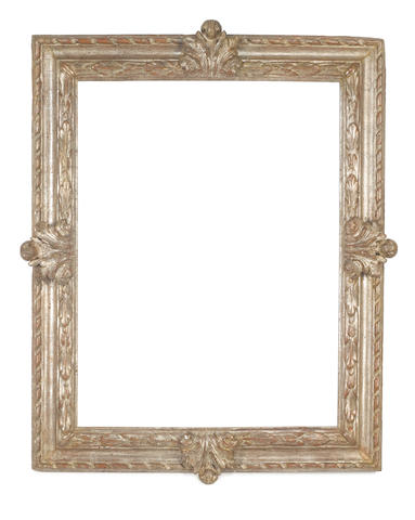An Italian 18th Century carved and silvered frame