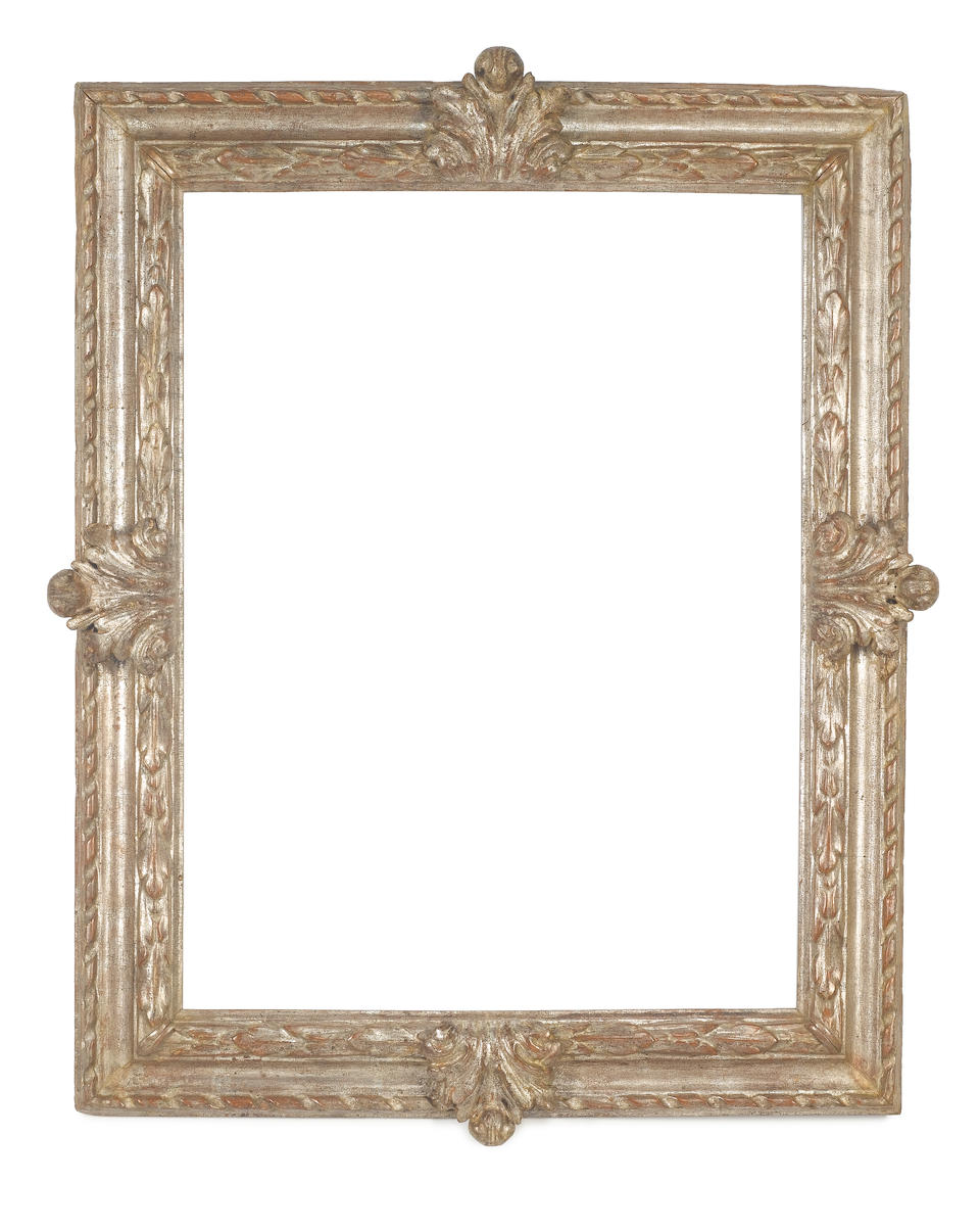 An Italian 18th Century carved and silvered frame