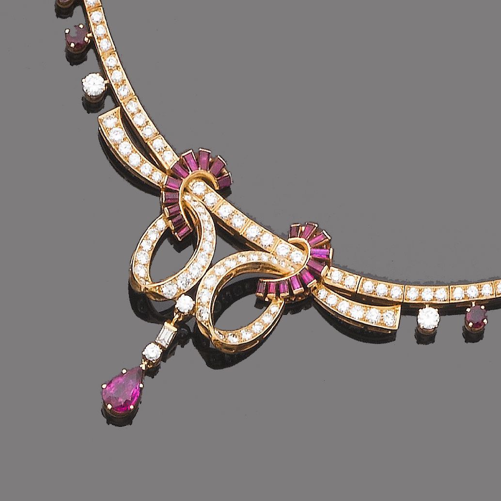 A ruby and diamond necklace