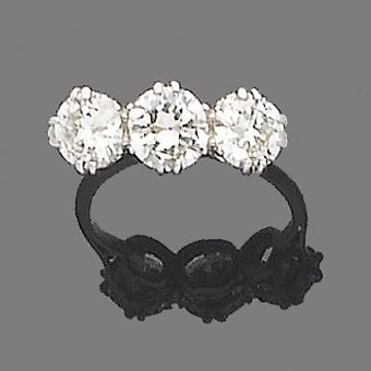 A diamond three-stone ring