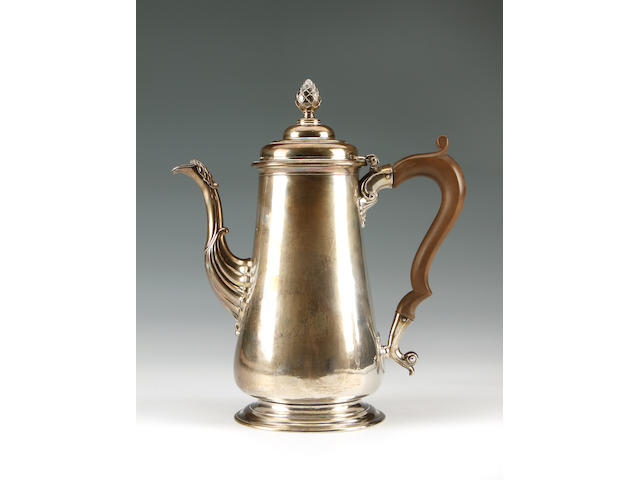 A George II baluster coffee pot, by Isaac Cookson, Newcastle 1746