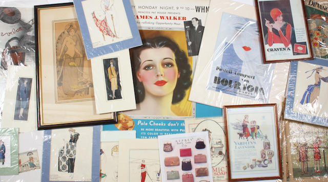 A group of 1910-30s fashion prints and magazines