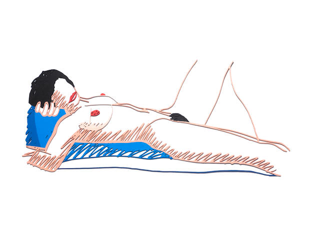 Tom Wesselmann (American, 1931-2004) Monica Lying on her Back Alkyd oil paint on laser cut steel, 1985-97, signed and numbered 15/25 verso, overall size (170 x 375mm (6 3/4 x 14 3/4)(unframed)