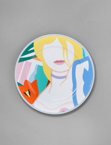 Tom Wesselmann (American, 1931-2004) Blonde Vivienne Six transfer-printed plates in colour, 1988-90, published by Rosenthal, each contained in their original fabric-covered presentation boxes, each 311mm (12 1/4in)(dia) 6