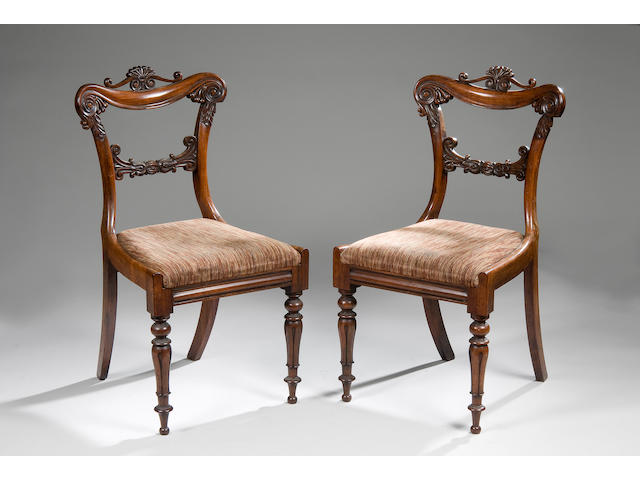 A set of six Regency rosewood dining chairs, probably Scottish