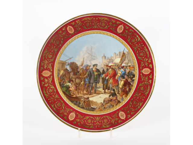 A Vienna style large circular plaque Late 19th Century.