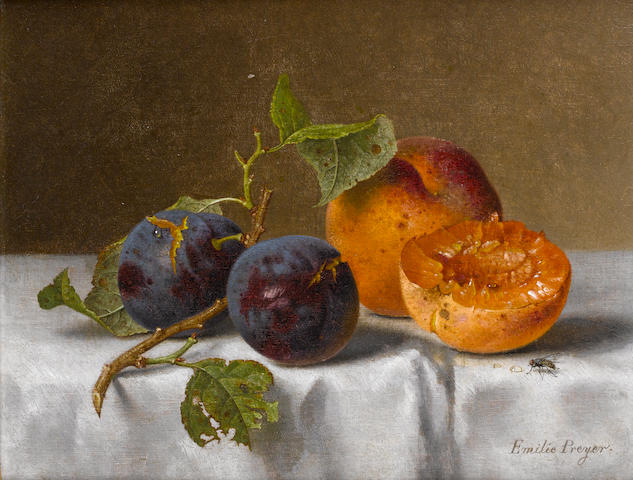 Emilie Preyer (German, 1849-1930) Plums and apricots