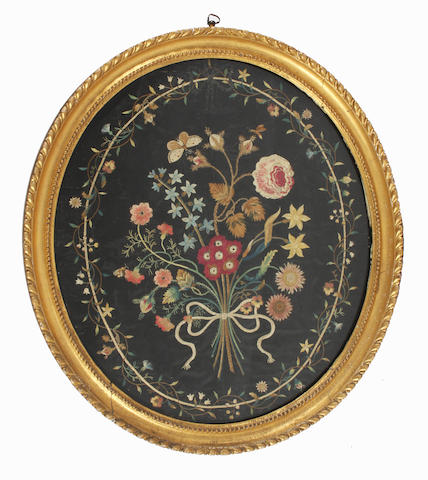 A 19th century oval silkwork picture