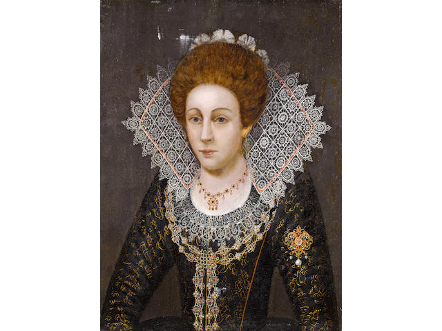 Follower of Robert Peake the Elder (circa 1551-1619 London) Portrait of a lady, half-length, unframed