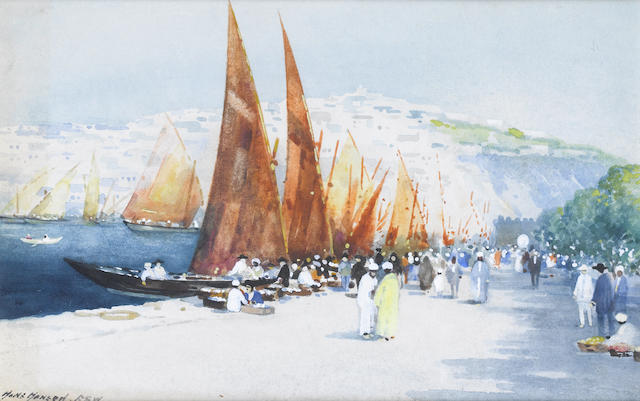 Hans Hansen, RSW (British, 1853-1947) Port of Oran, Algeria