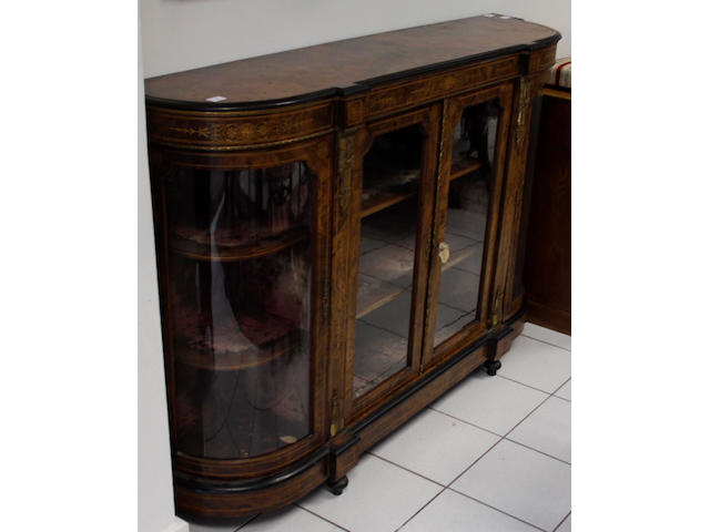 A mid-Victorian figured walnut and giltmetal mounted credenza,