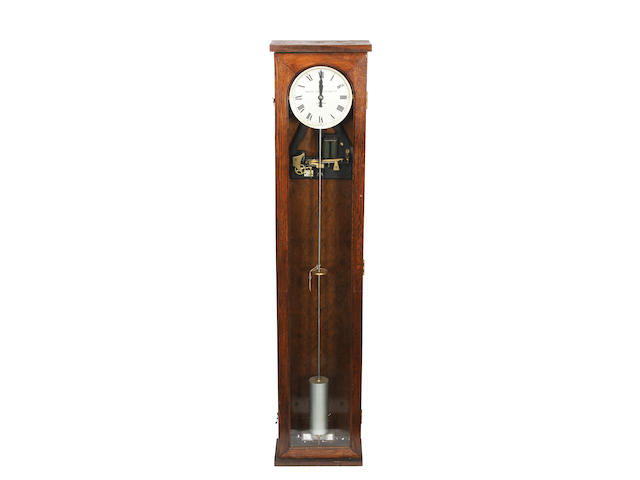 A 1920s oak electric small longcase timepiece