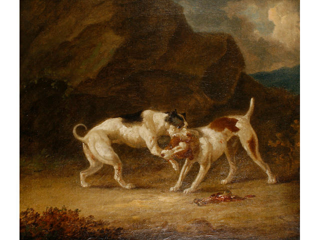 Attributed to James Ward, RA (British, 1769-1859) A bone of contention 30.5 x 35.5cm (12 x 14in).
