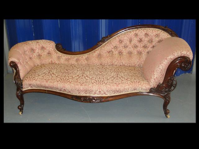 A Victorian rosewood chaise longue,