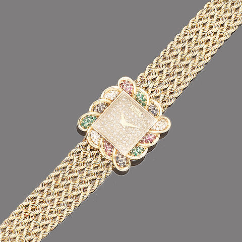 A gem-set and diamond wristwatch, by Piaget