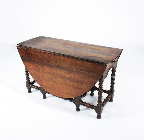 A large William and Mary oak gateleg table