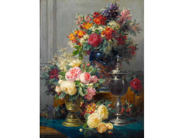 Jean-Baptiste Robie (Belgian, 1821-1910) Spring flowers with chalices