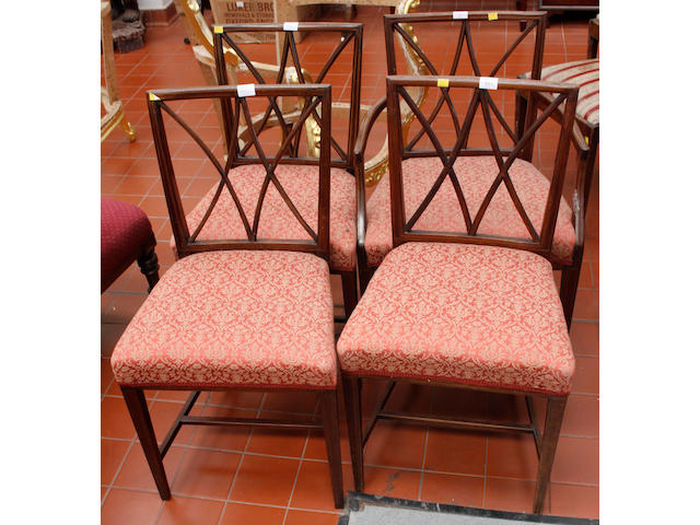 A set of six George III mahogany dining chairs,
