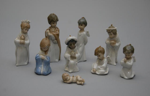Three sets of miniature Lladro figures