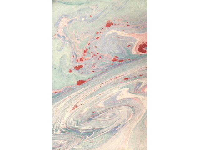 MARBLED PAPER A bound volume of 102 samples of marbled papers (most very vivid colours, vibrant designs), given to Frank Brangwyn by the Belgian artist Georges Baltus