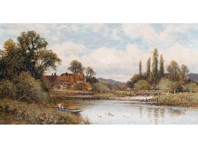 Alfred Augustus Glendening (British, 1840-1921) Pangbourne Weir, on the Thames; Beddgelert, North Wales, a pair each 30.2 x 56cm (11 7/8 x 22 1/16in), (2).