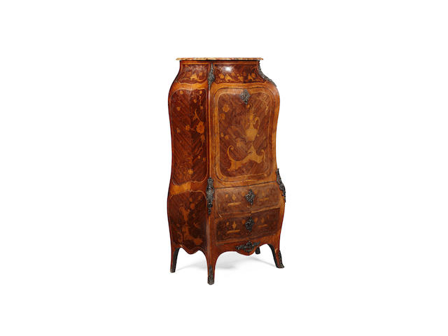 A early 20th century French walnut, kingwood and marquetry escritoire