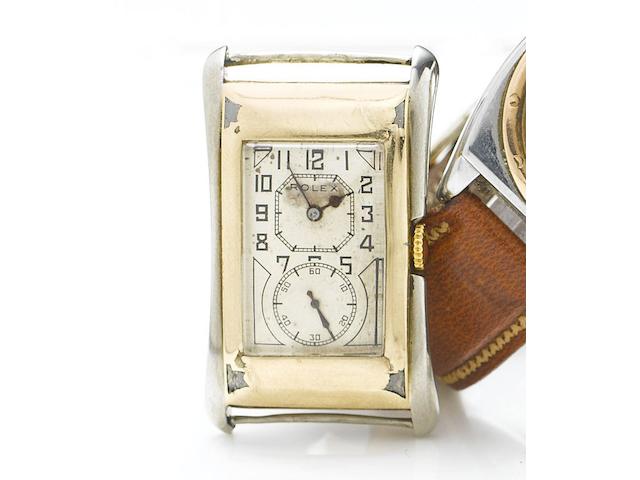 Rolex. A 9ct two colour gold manual wind wristwatchPrince, Ref. 971, Case No. 68875, Hallmarked Glasgow Import 1924