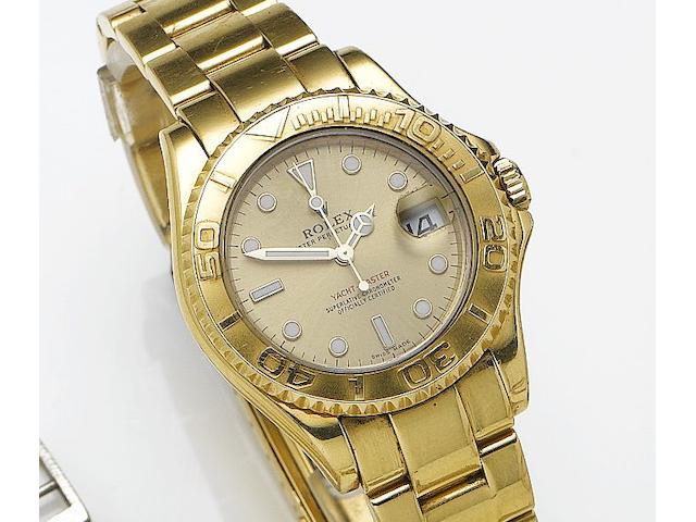 Rolex. An 18ct gold automatic bracelet watch with dateYacht-Master, Reference 168628, Case Number A712950, Circa 1998