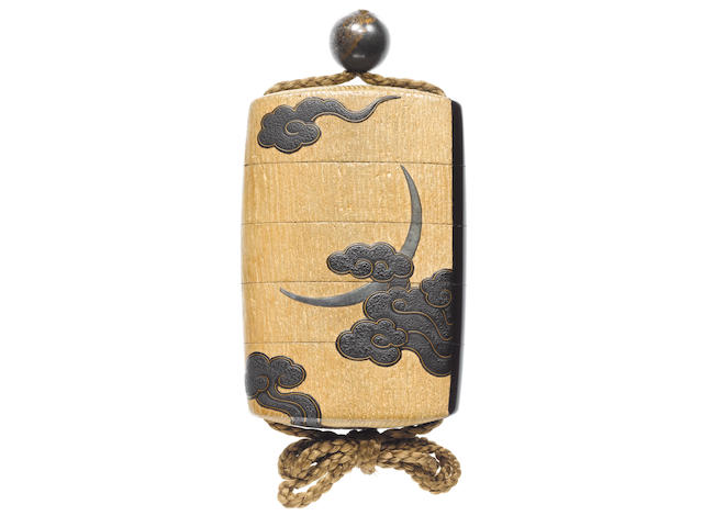 A rare lacquer and kiri-wood four-case inro By Shibata Zeshin (1807-1891), Meiji Period