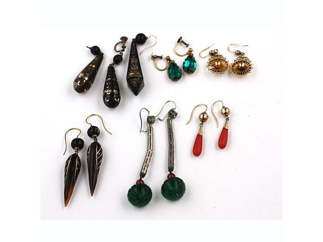 A collection of antique earrings