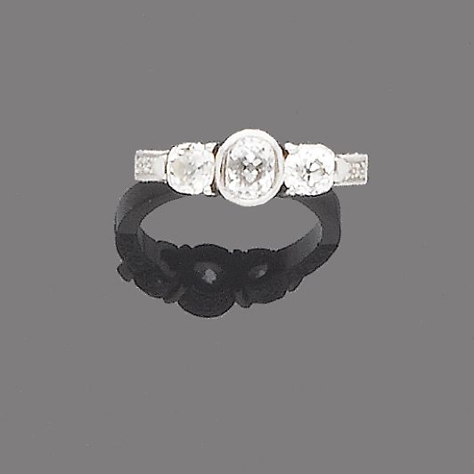 A diamond three-stone ring