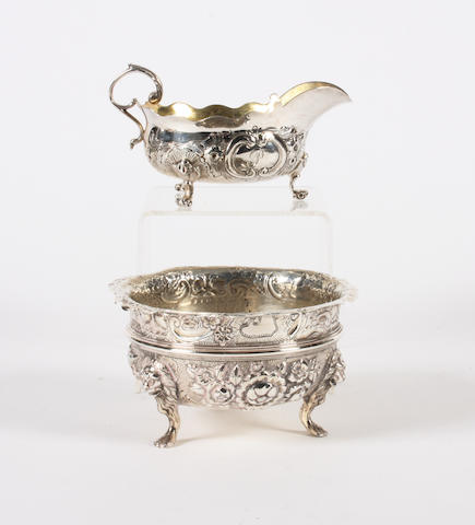 An Edwardian Britannia Standard silver sugar bowl in the Irish style By Nathan and Hayes, Chester, 1905,  (2)